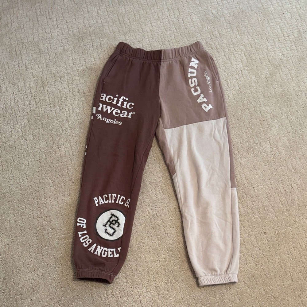 PacSun Brown and Cream Colorblock Joggers
